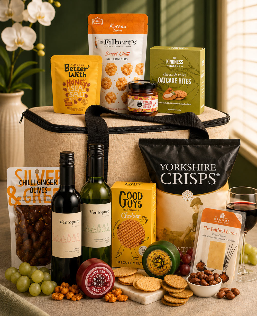 Cheese And Wine Winter Picnic Gift Bag